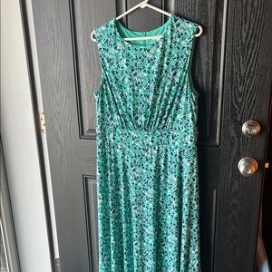 London Times Teal Floral Maxi Dress